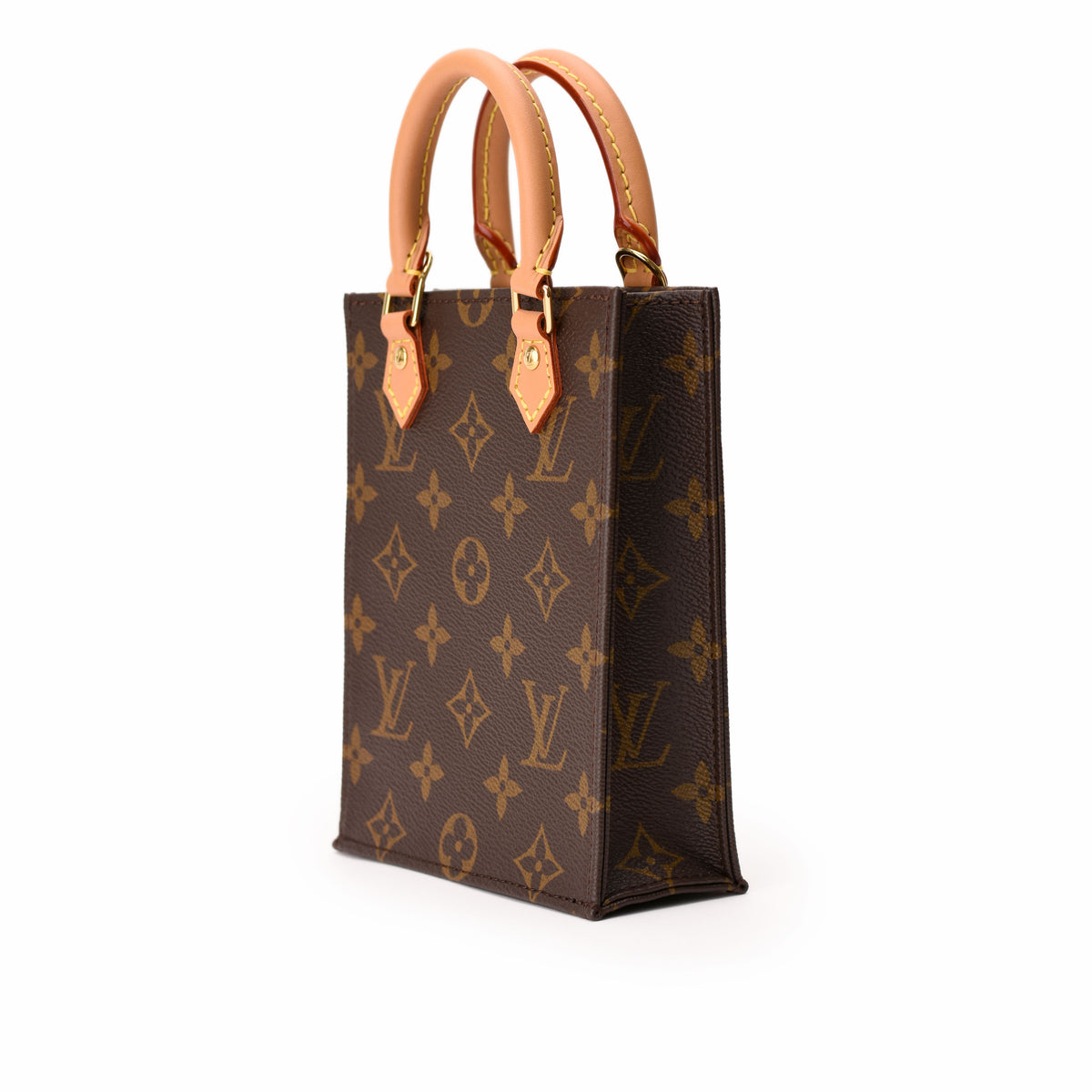 Louis Vuitton monogram brown canvas tote bag with tan leather handles. curated Pre-loved Luxury by Myluxe in Helsinki.