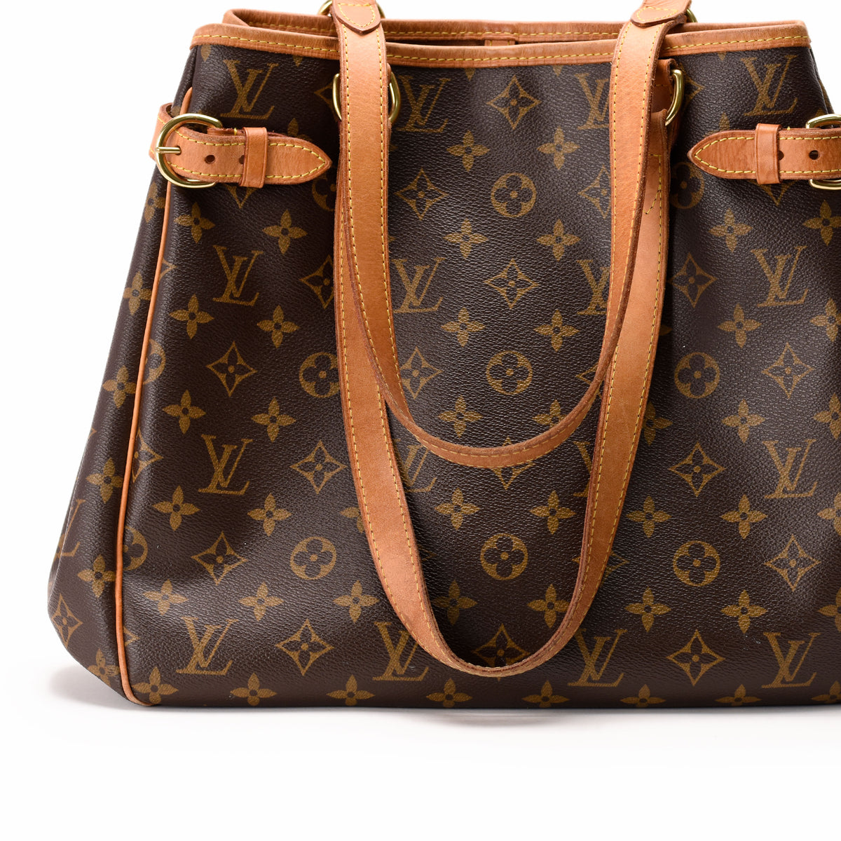 Louis Vuitton monogram brown canvas tote with tan leather straps, curated Pre-loved Luxury by Myluxe in Helsinki.