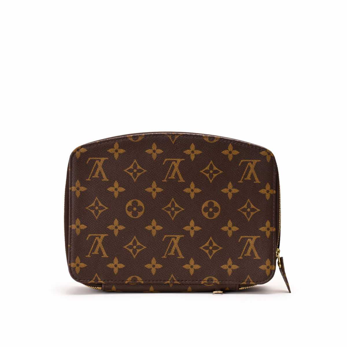 Louis Vuitton monogram coated canvas brown zip-around pouch, curated Pre-loved Luxury by Myluxe in Helsinki.