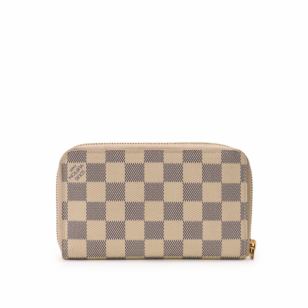 Louis Vuitton Damier Ebene checkered canvas zip-around wallet, curated Pre-loved Luxury by Myluxe in Helsinki.