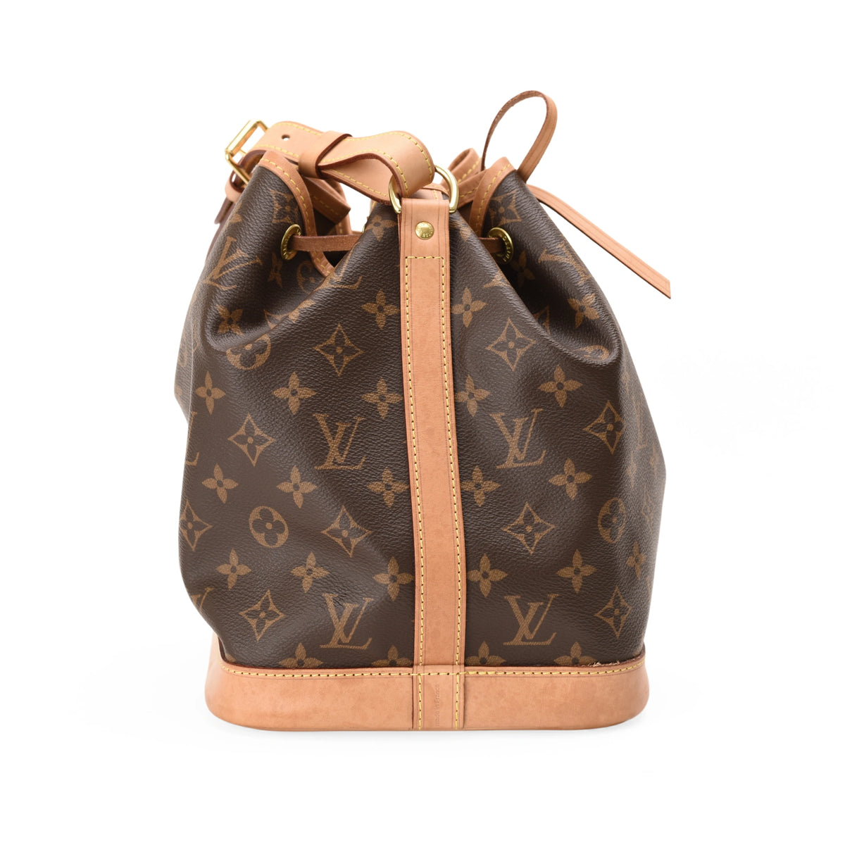 Louis Vuitton monogram canvas bucket bag in brown and tan leather. curated Pre-loved Luxury by Myluxe in Helsinki.