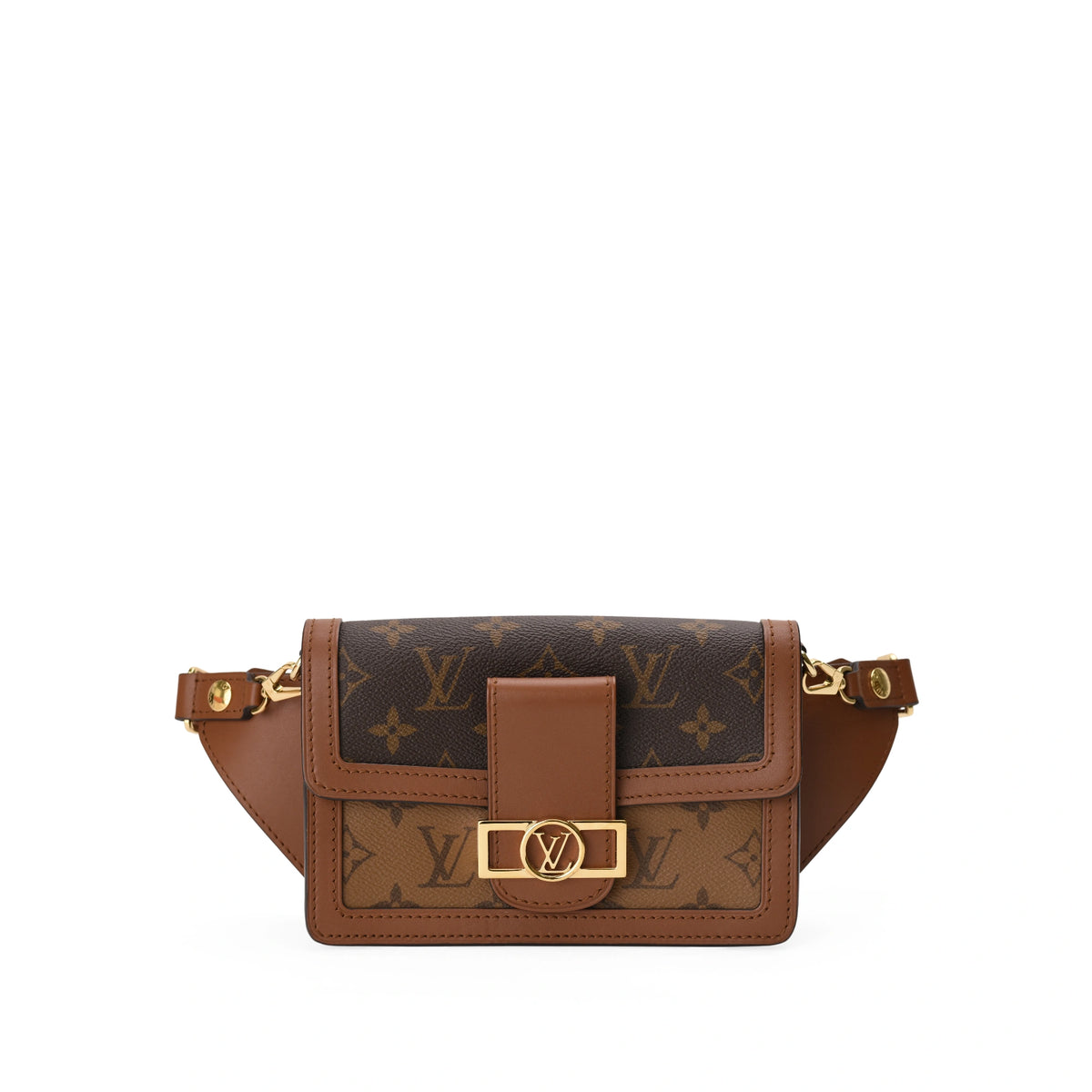 Louis Vuitton Belt Bag Dauphine Monogram Reverse in brown monogram canvas. curated Pre-loved Luxury by Myluxe in Helsinki.