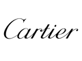 Cartier luxury brand logo in elegant black script on a white background.