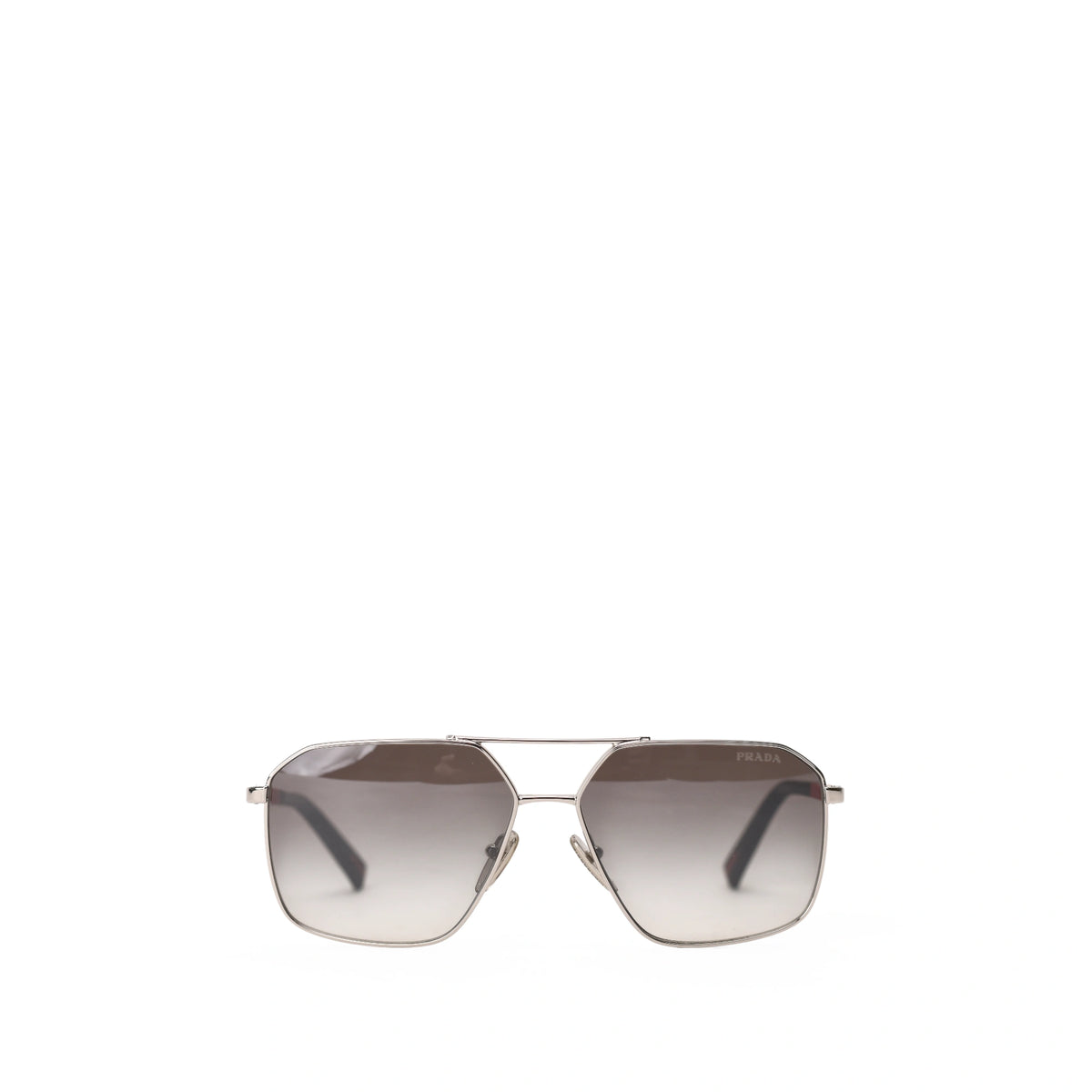 Prada Linea Rossa silver metal frame sunglasses with gradient lenses. curated Pre-loved Luxury by Myluxe in Helsinki.