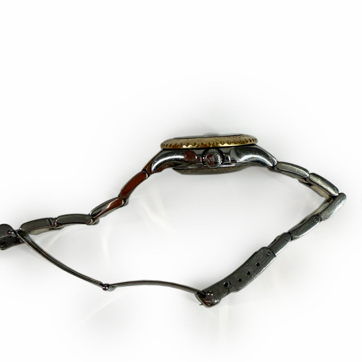 Silver and gold tone luxury metal link bracelet watch, curated Pre-loved Luxury by Myluxe in Helsinki.