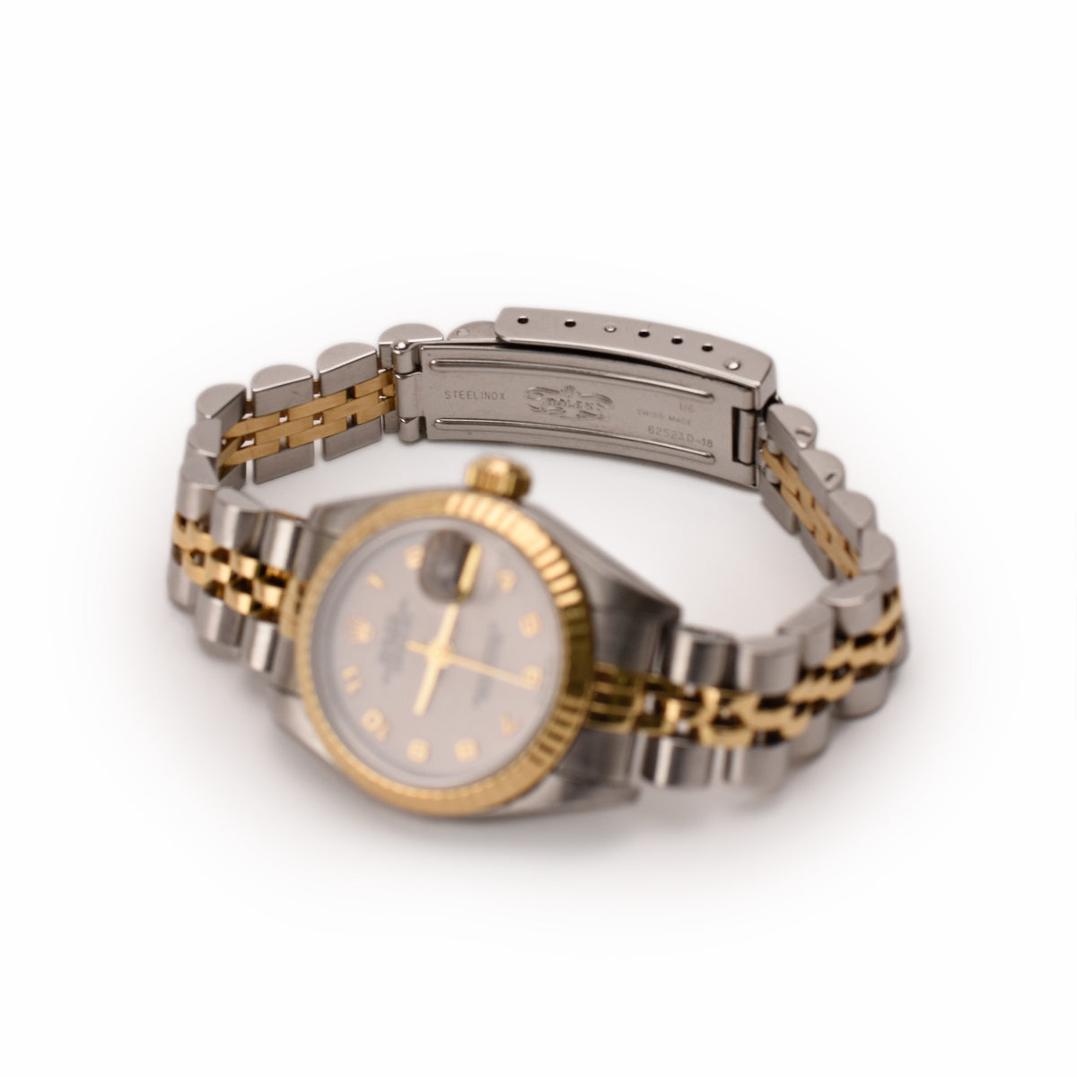 Two-tone gold and silver stainless steel luxury wristwatch, curated Pre-loved Luxury by Myluxe in Helsinki.