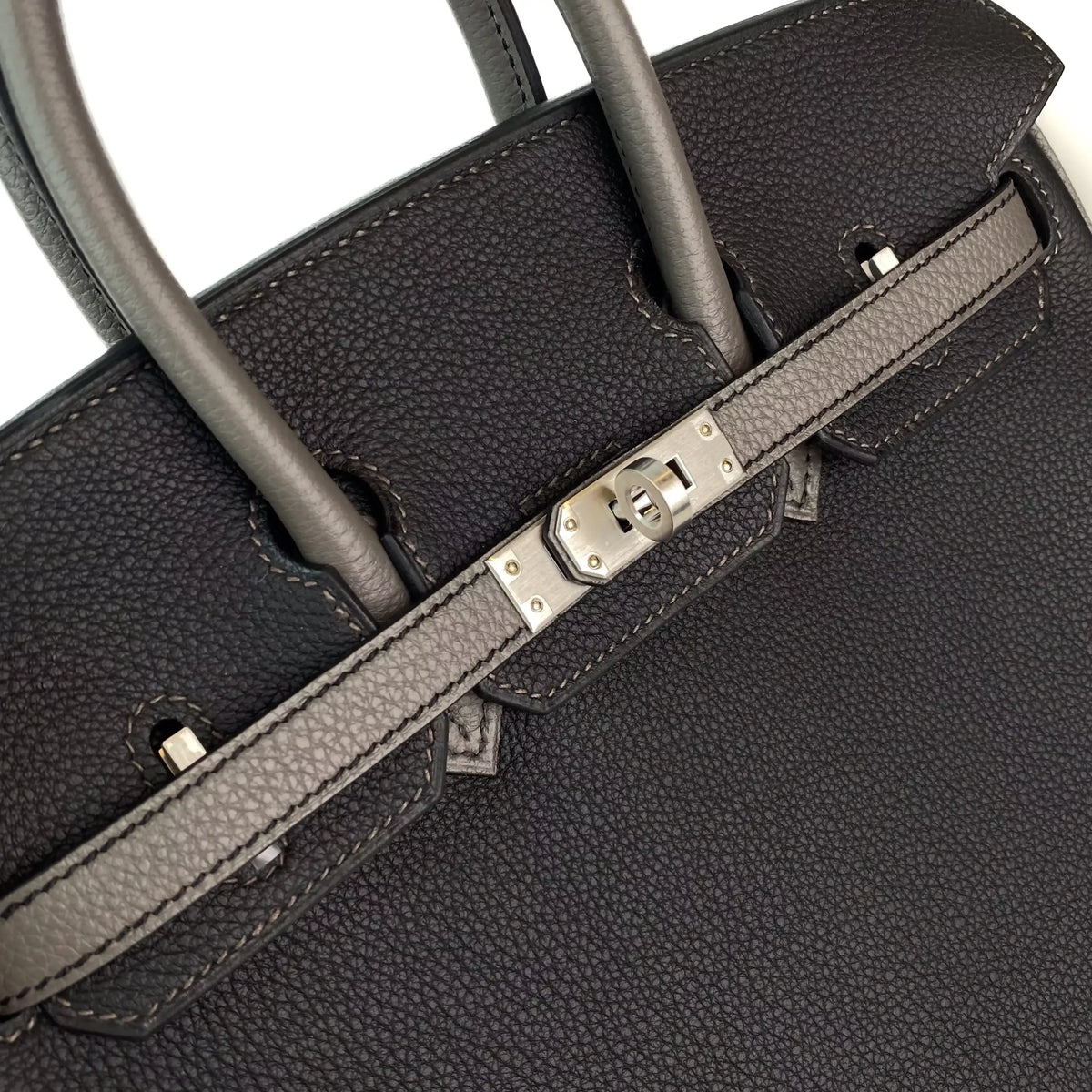 Hermes Birkin 25 Noir and Etoupe Togo Leather PHW 7