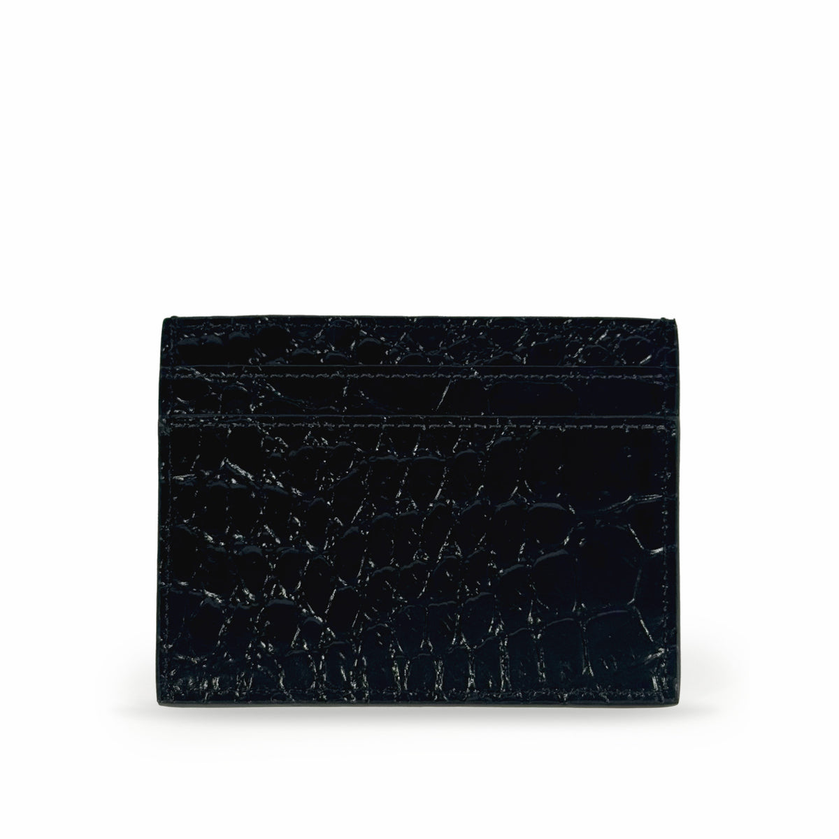 Black crocodile embossed leather card holder, curated Pre-loved Luxury by Myluxe in Helsinki.