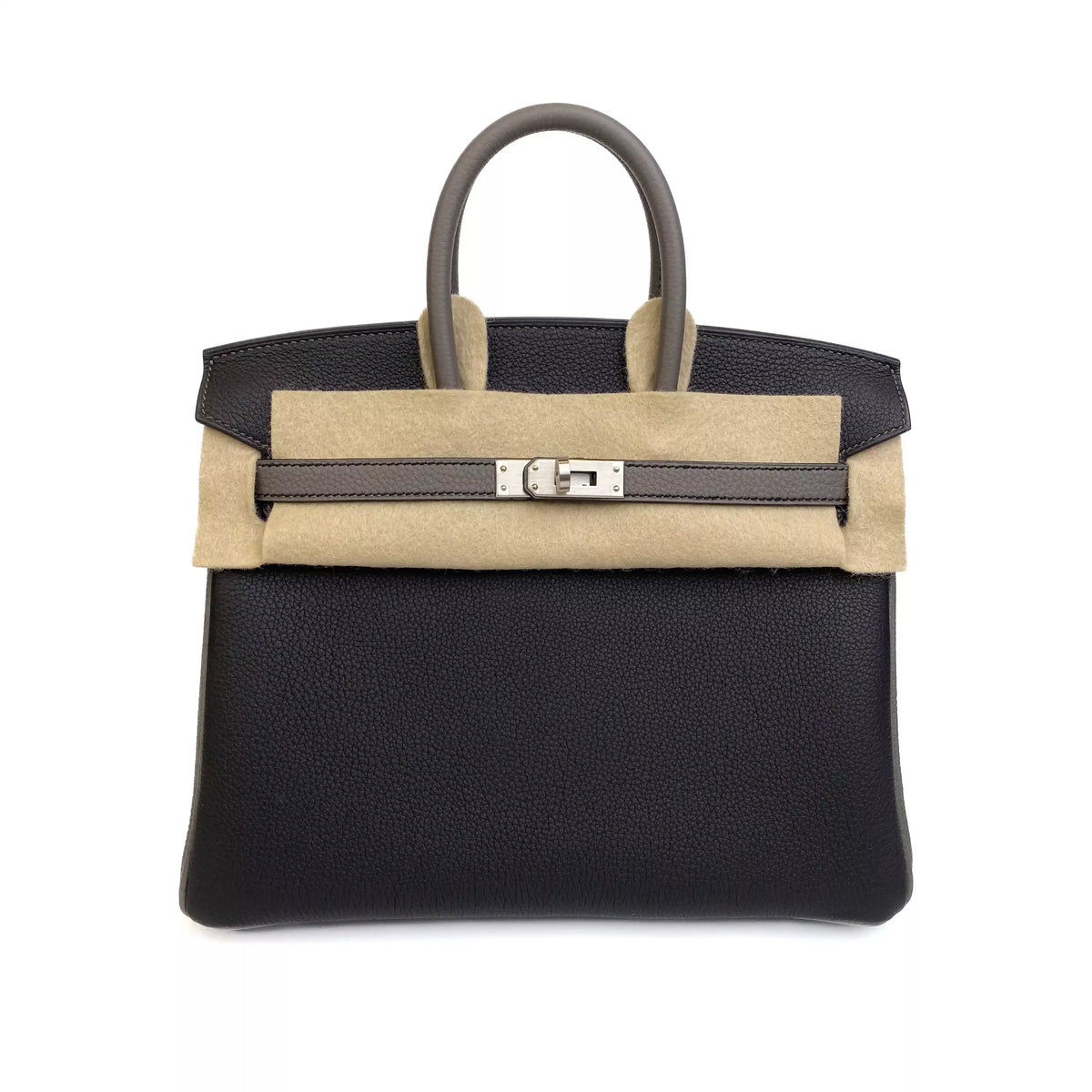 Hermes Birkin 25 Noir and Etoupe Togo Leather PHW 9